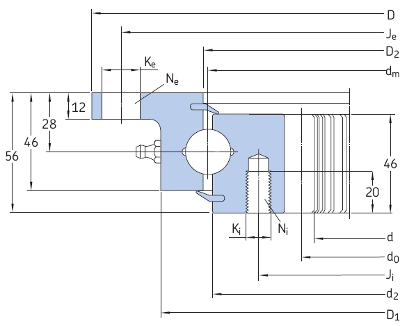 SKF-RKS.22 內(nèi)齒外法蘭型四點(diǎn)接觸球轉(zhuǎn)盤軸承